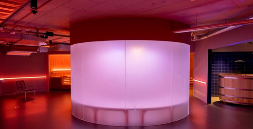 Indigo Fitness Zurich bain de vapeur rond en verre