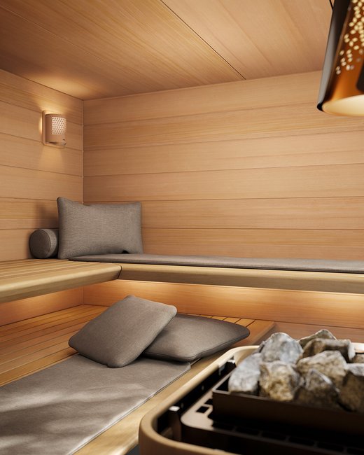 Aménagement intérieur du sauna AURA