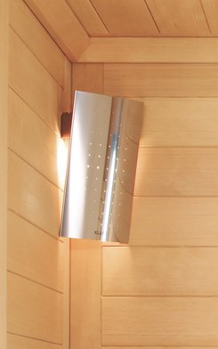 Sauna en bois massif EMPIRE avec lampe de sauna en acier inoxydable