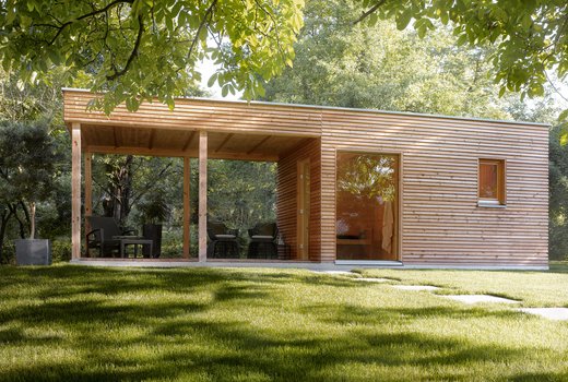 Un sauna de jardin enveloppé dans une ambiance naturelle